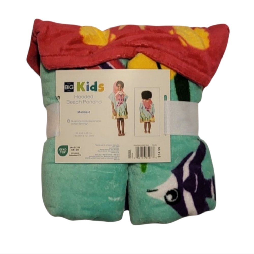 NEW The Big One Kids Mermaid Hooded Towel Poncho